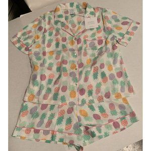 Sigrid Olsen Pineapple 2 Piece Short Set Size Medium Pink Multi New with Tags
